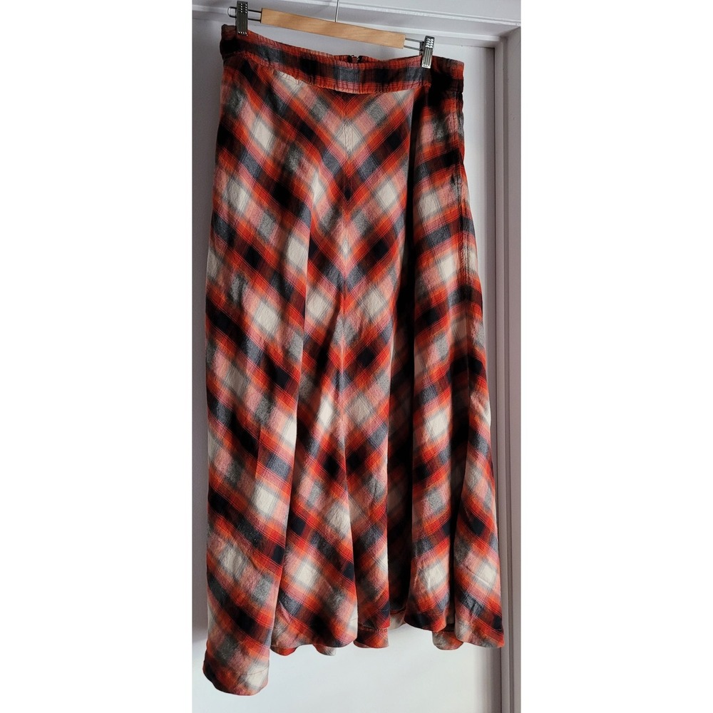 Gap Women's Plaid‎ Maxi Skirt Size 10 Red Gray White Black Cotton Retro